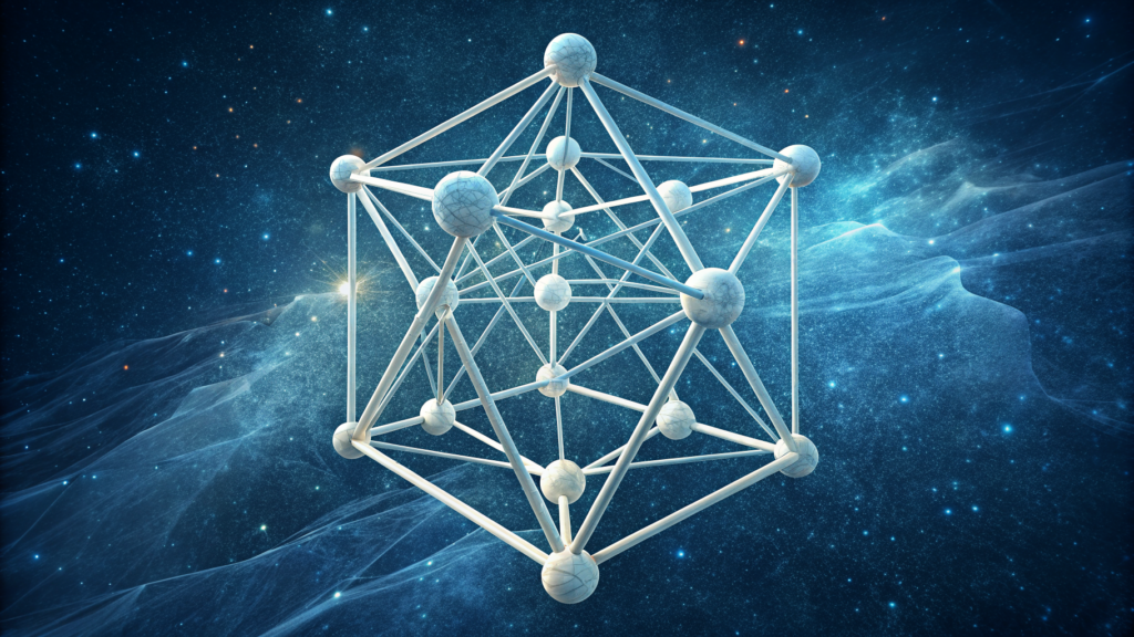 A lattice with one node absent — the structural gap that falsifies the system