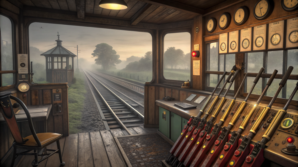 An empty signal box with hundreds of levers controlling all routes — the routing layer under new, concentrated ownership