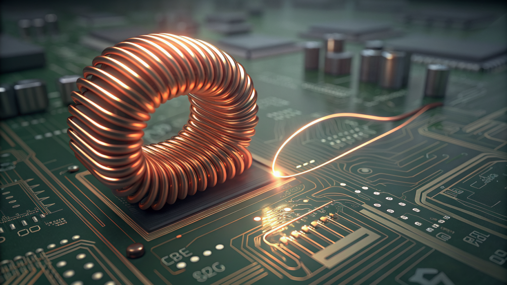 A looped circuit trace coiling back through itself — the architecture of self-referential depth